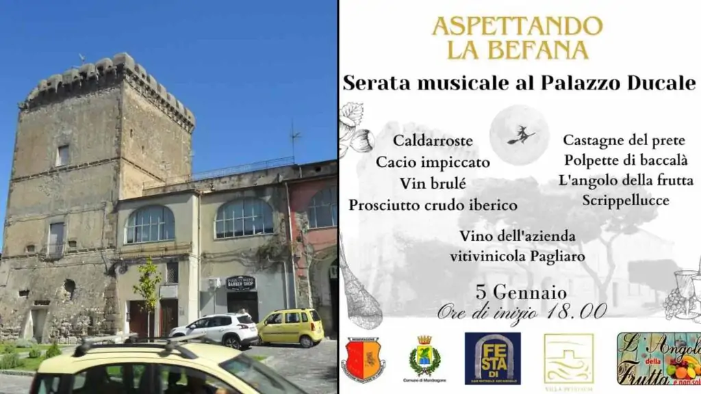 "Aspettando la Befana", evento gratis al Palazzo Ducale di Mondragone