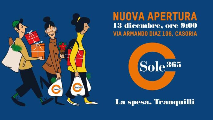 Nuovo Sole 365 il 13 dicembre a Casoria: cibo e regali ai clienti